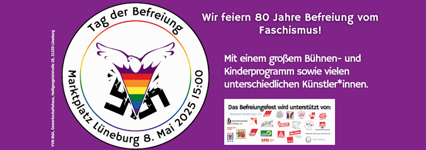 Befreiungsfest - 8. Mai 2025. Grafik: VVN-BDA - Sharepic (angepasst).