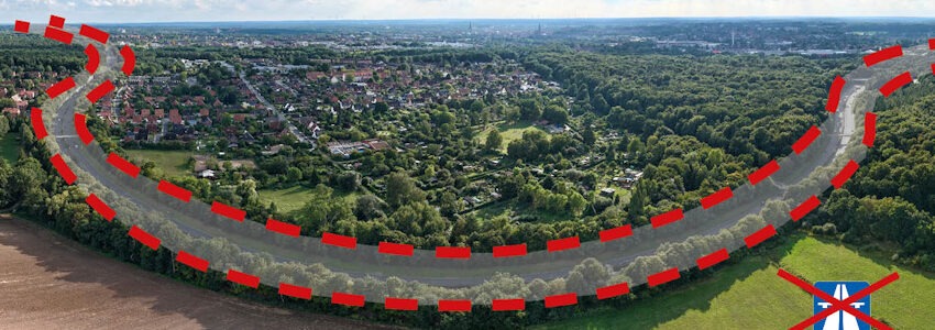 Klimaentscheid Lüneburg: Online-Petition gegen Bau der A39. Bildmontage.