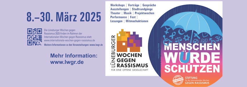 LWGR - Lüneburger Wochen gegen Rassismus 2025. Grafik: Plakat (angepasst).