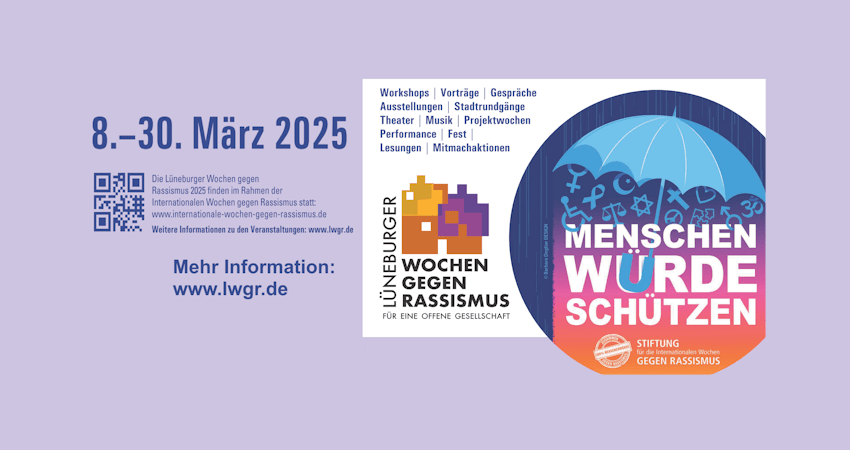 LWGR - Lüneburger Wochen gegen Rassismus 2025. Grafik: Plakat (angepasst).