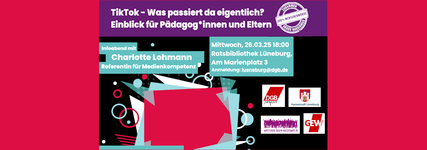 TikTok - Was passiert da eigentlich? Info-Abend am 26.03.2025. Grafik: Flyer.