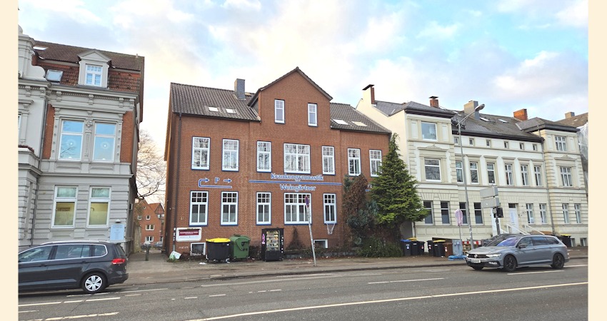 Foto: Lüne-Blog. Anwesen Schießgrabenstr. 17, Lüneburg, Vorderfront.