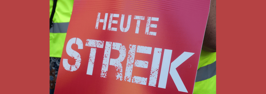 Foto: Matthias Klump, ver.di. - Plakat mit der Aufschrift "Heute Streik".