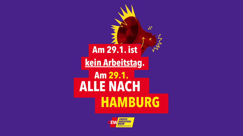 Grafik: GEW Niedersachsen. Aufruf zum Bildungsstreik am 29. Januar 2026 in Hamburg.