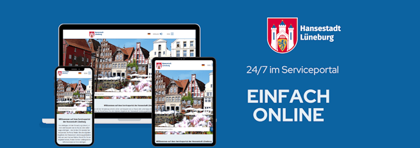 Grafik: Hansestadt Lüneburg Alle städtischen Online-Dienstleistungen sind über das Serviceportal zu erreichen: https://service.hansestadt-lueneburg.de
