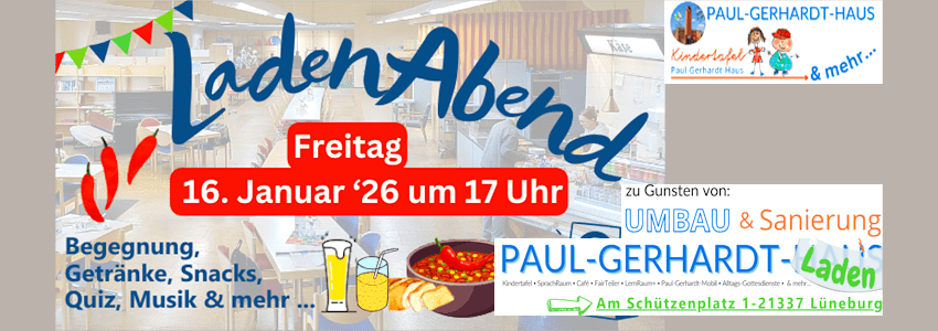 Paul-Gerhardt-Laden: Abend-Treff am 16.01.2025. Grafik: Sharepic (angepasst).