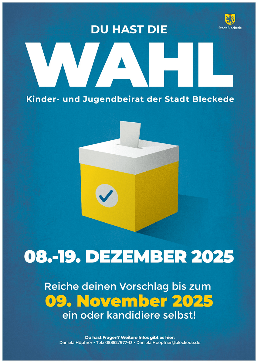 Stadt Bleckede: Wahlplakat zum Kinder- und Jugendbeirat der Stadt Bleckede 2025.