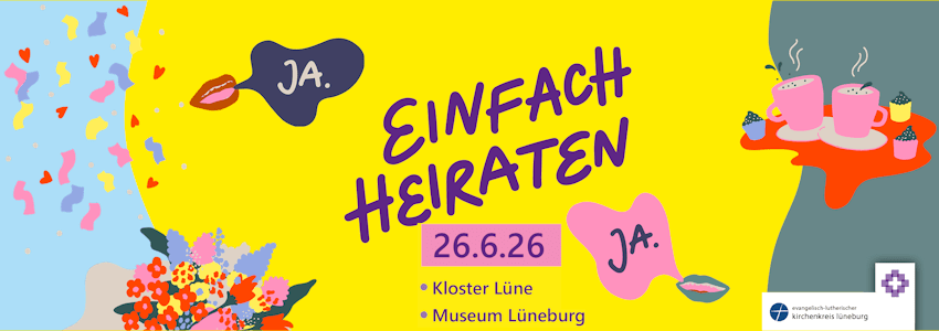 Grafik: EMA Hannover / Kirchenkreis Lüneburg. Einfach heiraten, Aktion 2026.