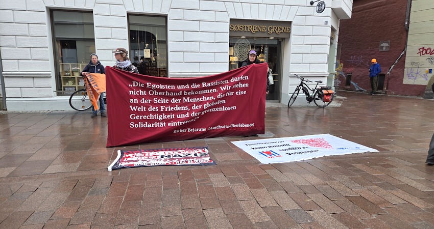 Foto: Lüne-Blog. Gegen Rassismus - Für Frieden, Gerechtigkeit und Solidarität. Demonstration von VVN-BdA und Omas gegen Rechts.