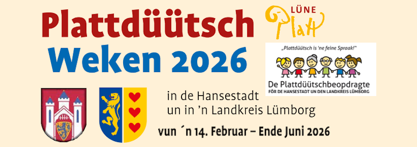 Grafik: Lüne-Platt. Plattdeutsche Wochen 2026.