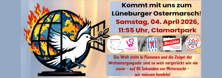 Grafik: Friedensbündnis Lüneburg (angepasst). Ostermarsch 2026.