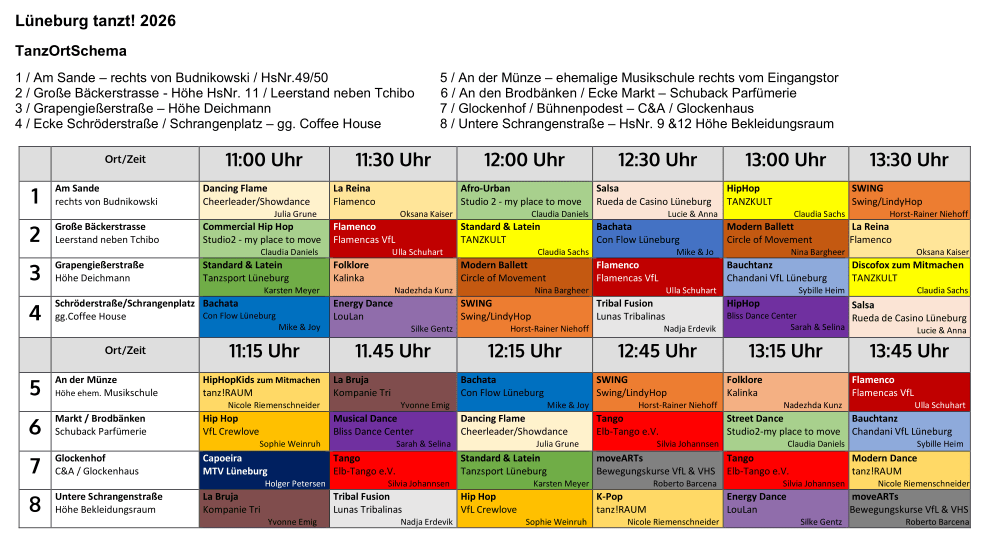 „Lüneburg tanzt!“, 25. April 2026: Zeiten, Orten und Angebote in der Übersicht.