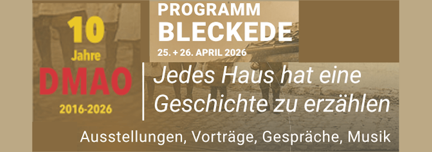 Grafik: DENK MAL AM ORT (DMAO). Flyer (angepasst). Veranstaltungen am 25./26. April 2026 in Bleckede.