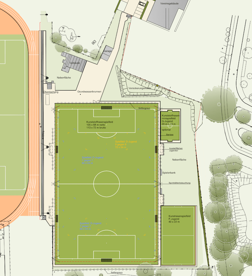 Grafik: Hansestadt Lüneburg. Ideenskizze für den Umbau der Sportanlage in Kaltenmoor.