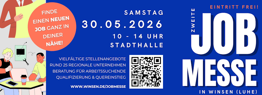Grafik: Stadt Winsen, Plakat (Ausschnitt). Jobmesse am 30.05.2026.