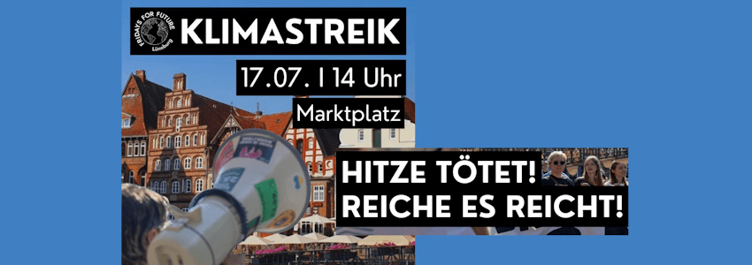 Grafik: Fridays for Future, Sharepic (angepasst). Klimastreik am 17. Juli 2026.