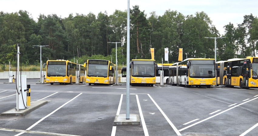 Foto: Lüne-Blog. Der Betriebshof der MOIN in der Gebrüder-Heyn-Straße 18 in Lüneburg, ein moderner Elektrobus-Standort.