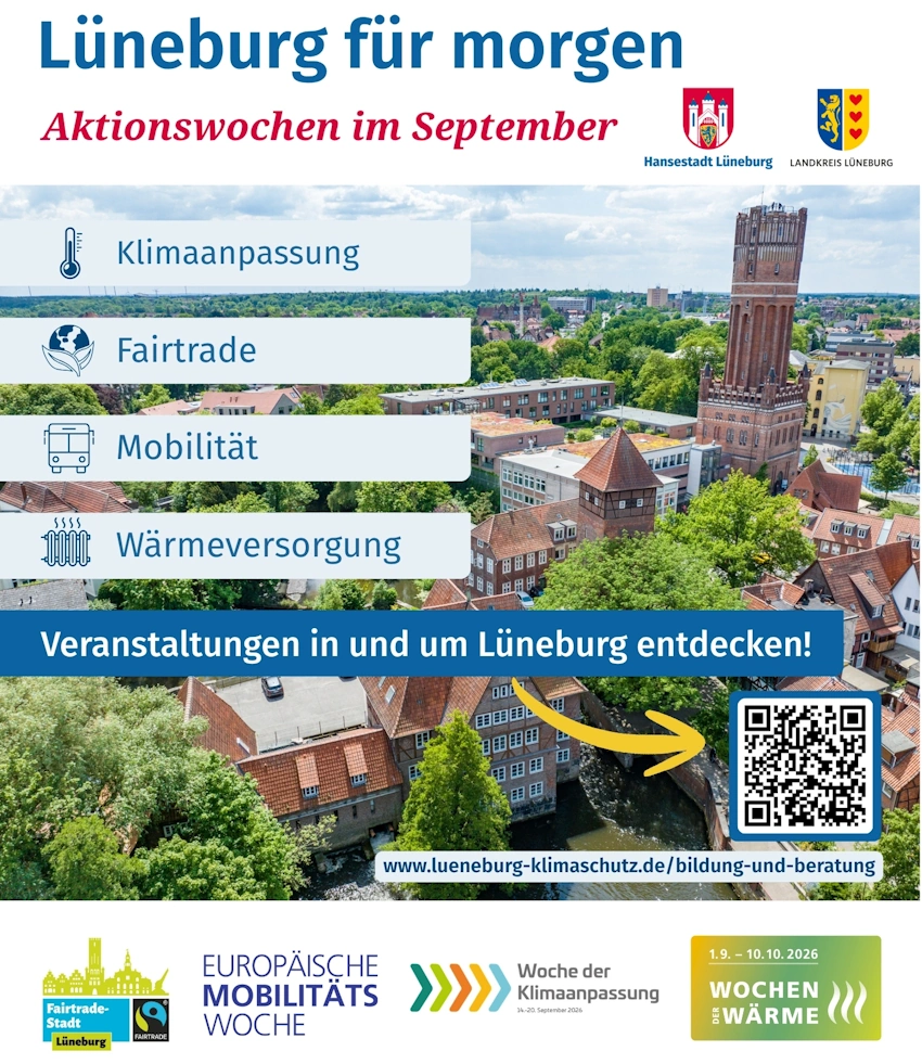 Grafik: Hansestadt Lüneburg. "Lüneburg für morgen" - Aktionswochen im September / Oktober 2026 (Plakat).