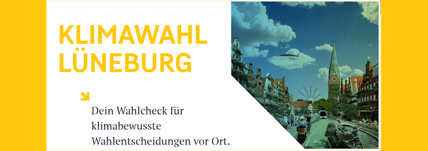 Grafik: German Zero / Klimaentscheid Lüneburg. Wahlcheck Kommunalwahlen 2026, Banner (angepasst).