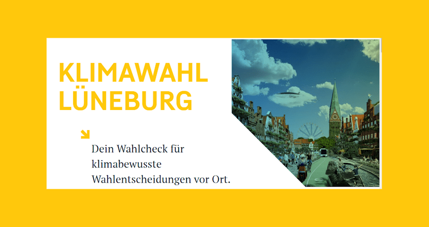 Grafik: German Zero / Klimaentscheid Lüneburg. Wahlcheck Kommunalwahlen 2026, Banner (angepasst).