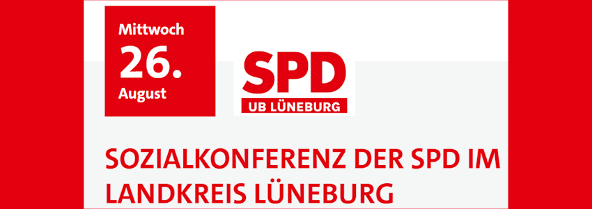 Grafik: SPD Lüneburg, Banner Sozialkonferenz, 26.08.2026.