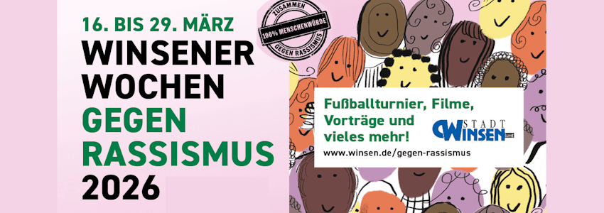 Grafik: Stadt Winsen. Winsener Wochen gegen Rassismus 2026.